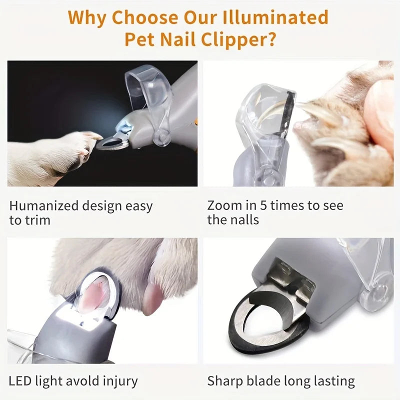 Pet Nail Clipper with Light, Cat and Dog Cleaning Cat Claws