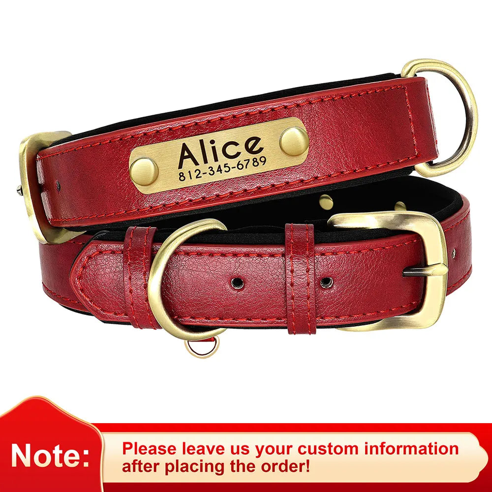 Customized PU Leather Nameplate Collar Dog Leash