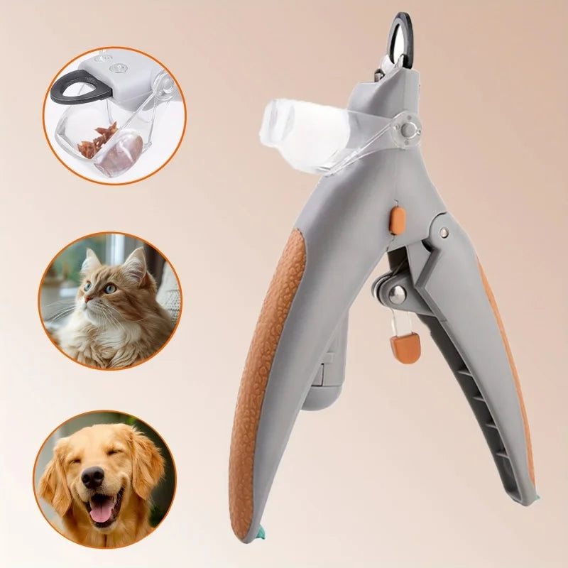 Pet cat and dog nail clippers with LED light cleaning supplies