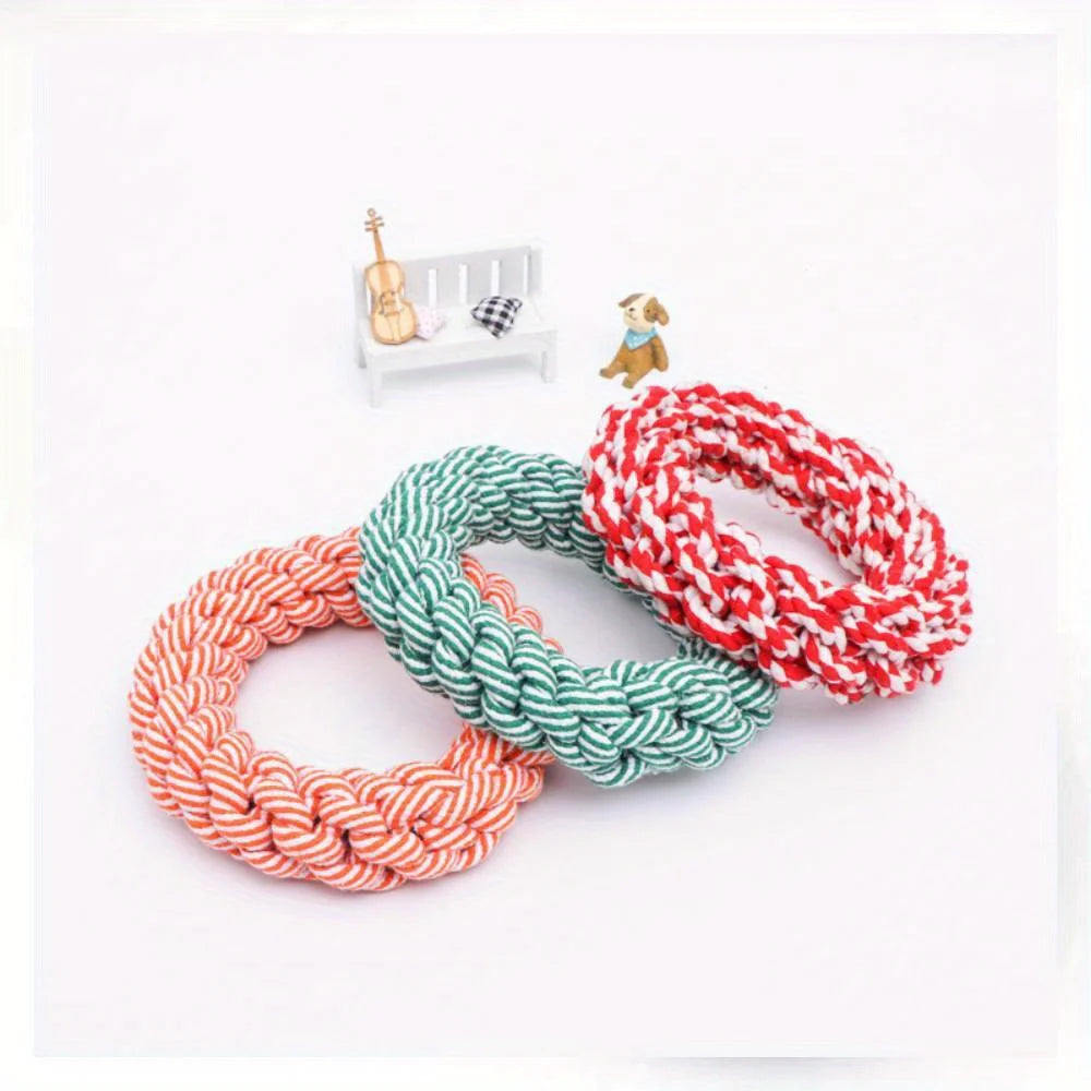 Durable Rope Dog Chew Toy-Twisted Ring Design toys