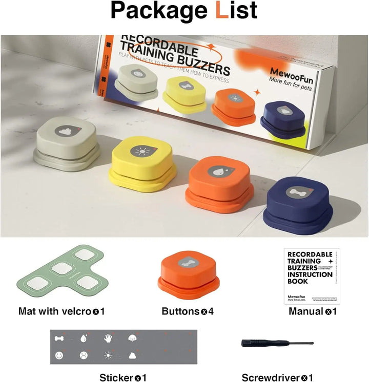 Mewoofun Dog Buttons with Rubber Mat Recordable Dog
