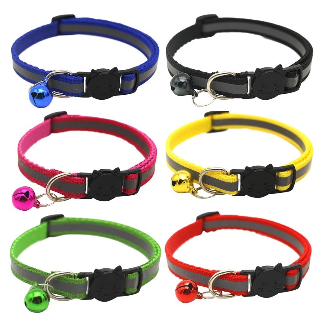 Adjustable 6pcs Reflective Cat Collar With Bell