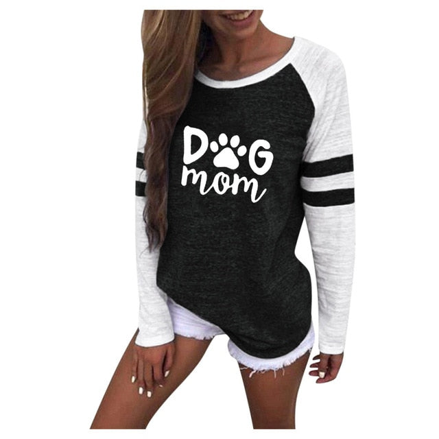 Casual O Neck Dog Mom Women Tee Shirts