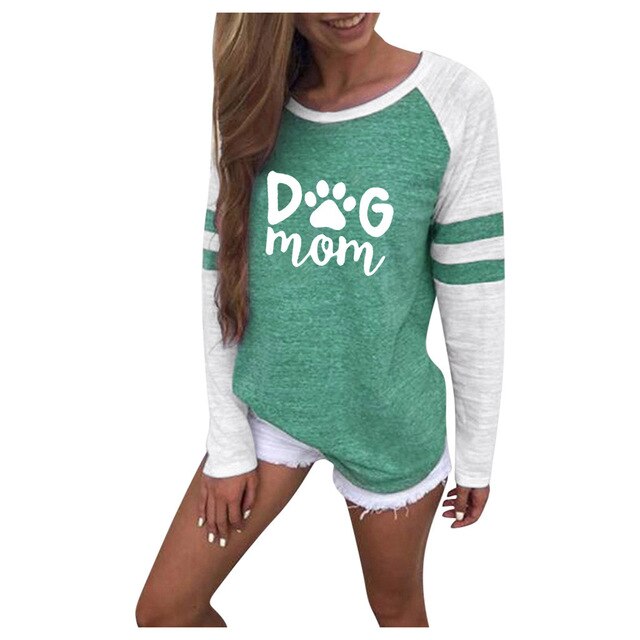 Casual O Neck Dog Mom Women Tee Shirts