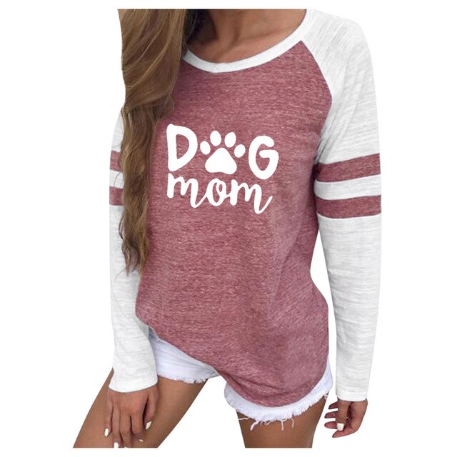 Casual O Neck Dog Mom Women Tee Shirts