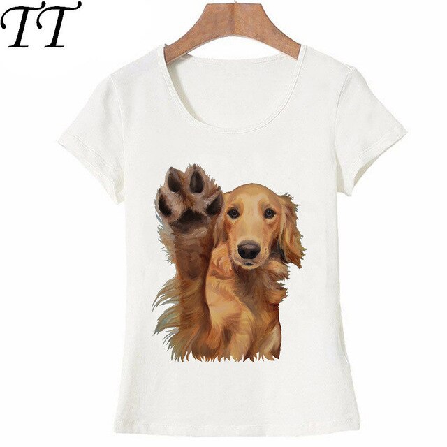 New Summer Fashion Women t-shirt Hipster Golden Retriever High Five Print T-Shirt Dog Lovers Casual Tops Hipster Cool Girl Tees