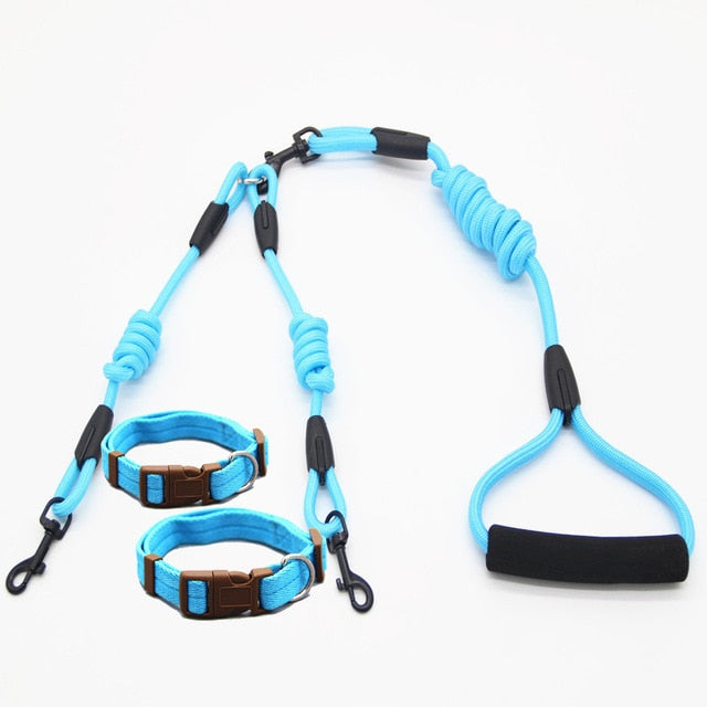 Double Twin Lead Walking Leash Collar