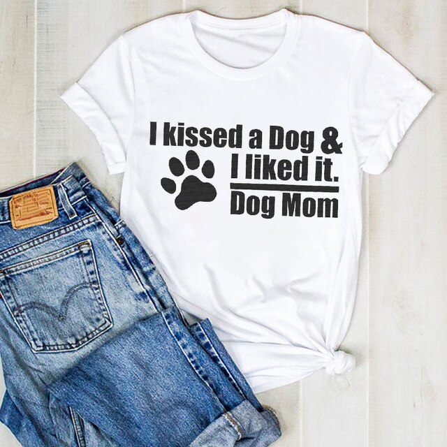 Cartoon Dog Paw Printed Fashion Summer Ladies Tshirt