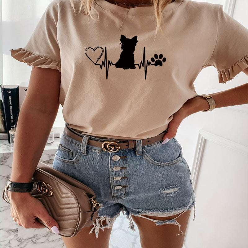 Dog Mom Funny Graphic Short Sleeve O-Neck T-shirt