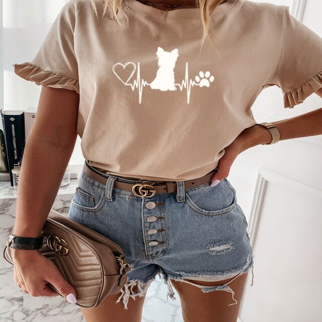 Dog Mom Funny Graphic Short Sleeve O-Neck T-shirt