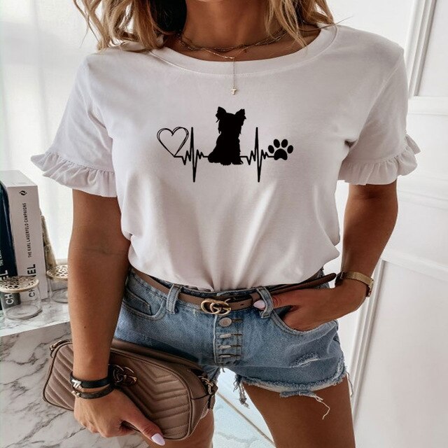 Dog Mom Funny Graphic Short Sleeve O-Neck T-shirt