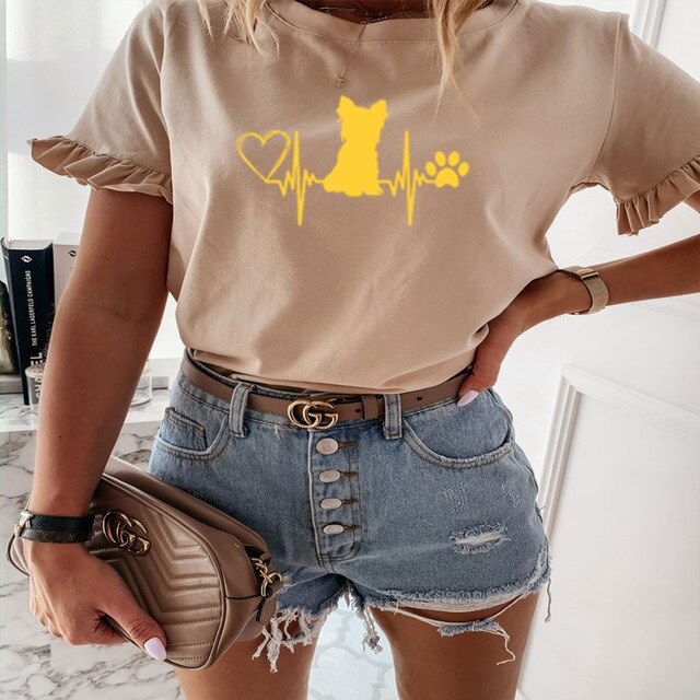 Dog Mom Funny Graphic Short Sleeve O-Neck T-shirt