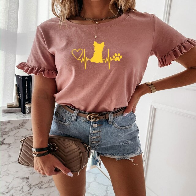 Dog Mom Funny Graphic Short Sleeve O-Neck T-shirt