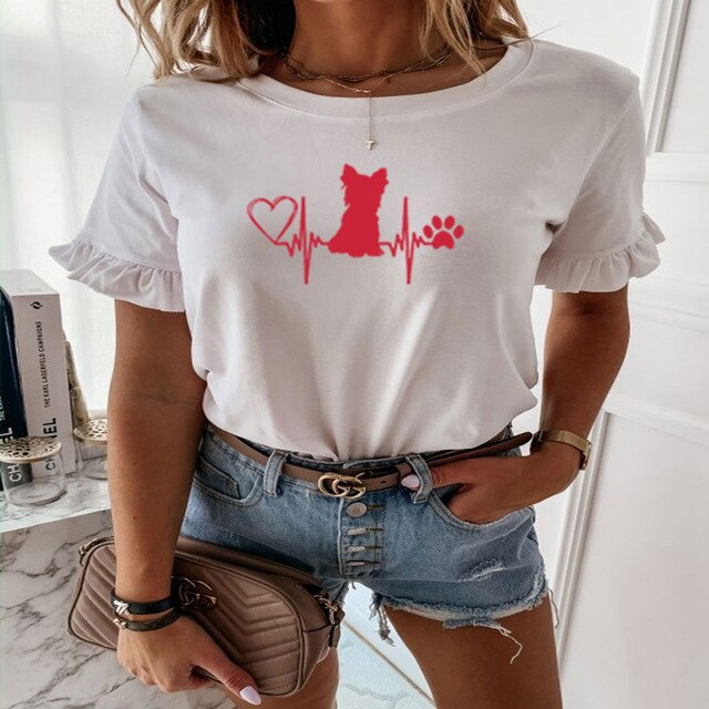 Dog Mom Funny Graphic Short Sleeve O-Neck T-shirt