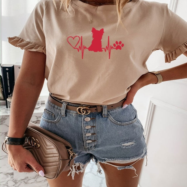 Dog Mom Funny Graphic Short Sleeve O-Neck T-shirt