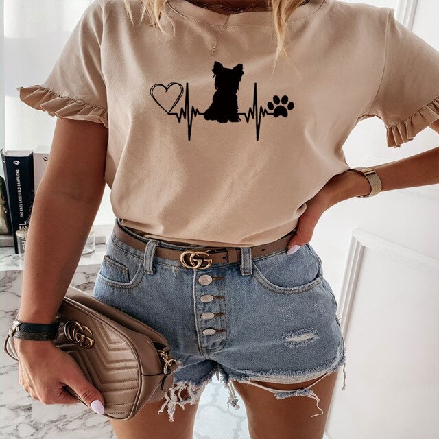 Dog Mom Funny Graphic Short Sleeve O-Neck T-shirt