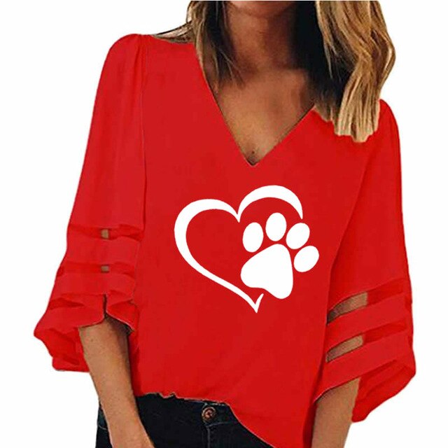 Women Fashion Dog Paw T Shirt