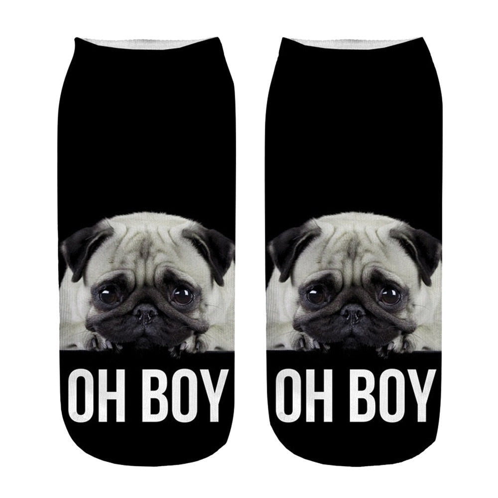 Fashion Cute Women 3D Cartoon Funny Dog Printed Cotton Socks