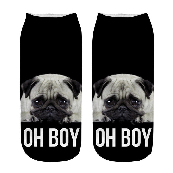 Fashion Cute Women 3D Cartoon Funny Dog Printed Cotton Socks