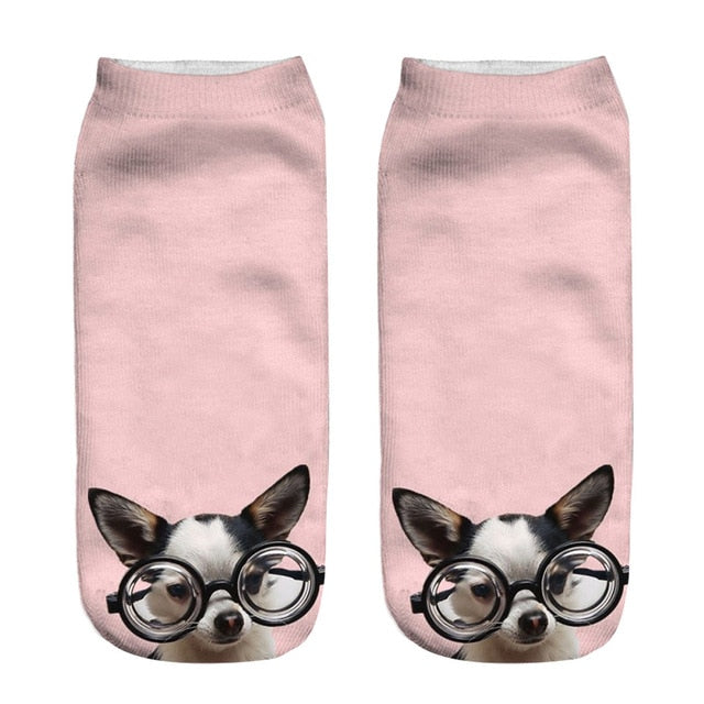 Fashion Cute Women 3D Cartoon Funny Dog Printed Cotton Socks