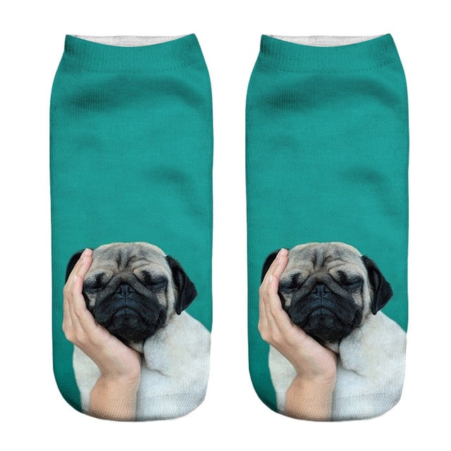 Fashion Cute Women 3D Cartoon Funny Dog Printed Cotton Socks