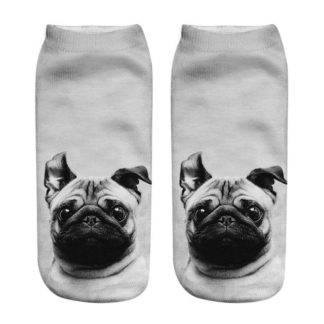 Fashion Cute Women 3D Cartoon Funny Dog Printed Cotton Socks