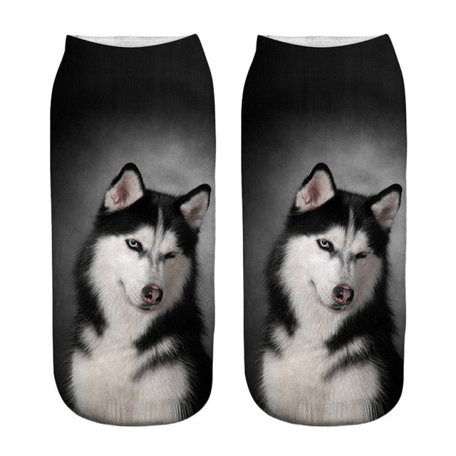 Fashion Cute Women 3D Cartoon Funny Dog Printed Cotton Socks