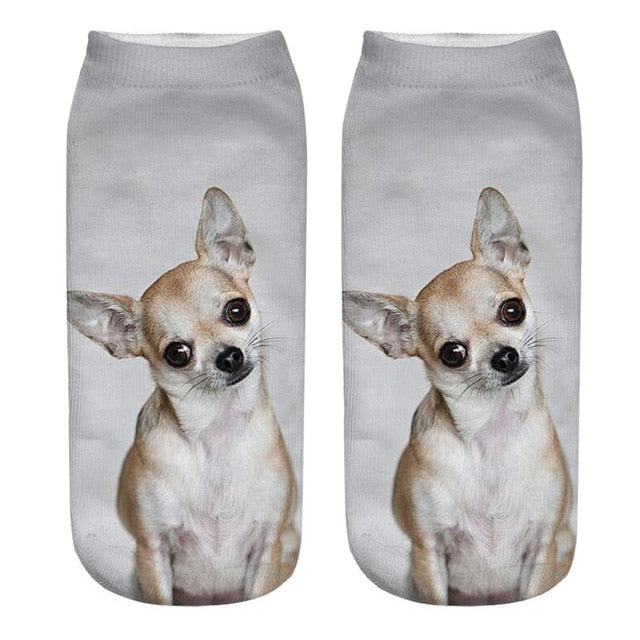 Fashion Cute Women 3D Cartoon Funny Dog Printed Cotton Socks