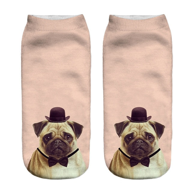 Fashion Cute Women 3D Cartoon Funny Dog Printed Cotton Socks