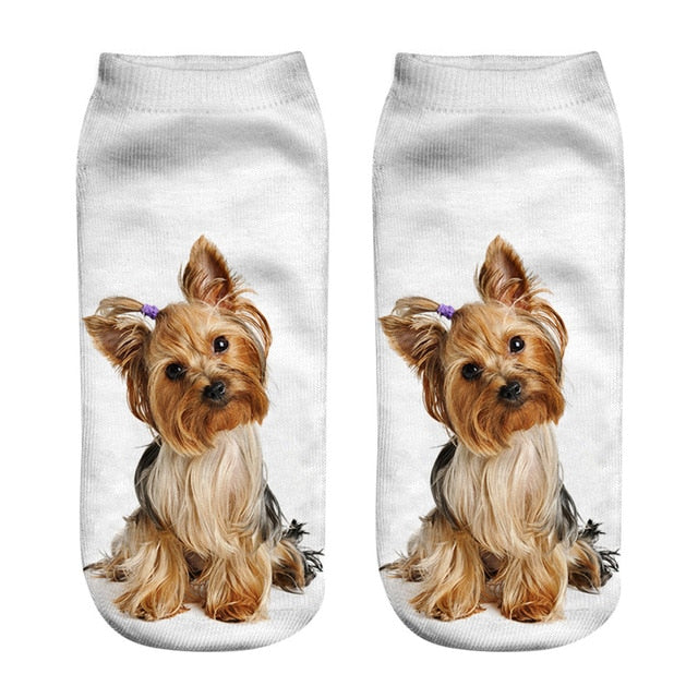 Fashion Cute Women 3D Cartoon Funny Dog Printed Cotton Socks