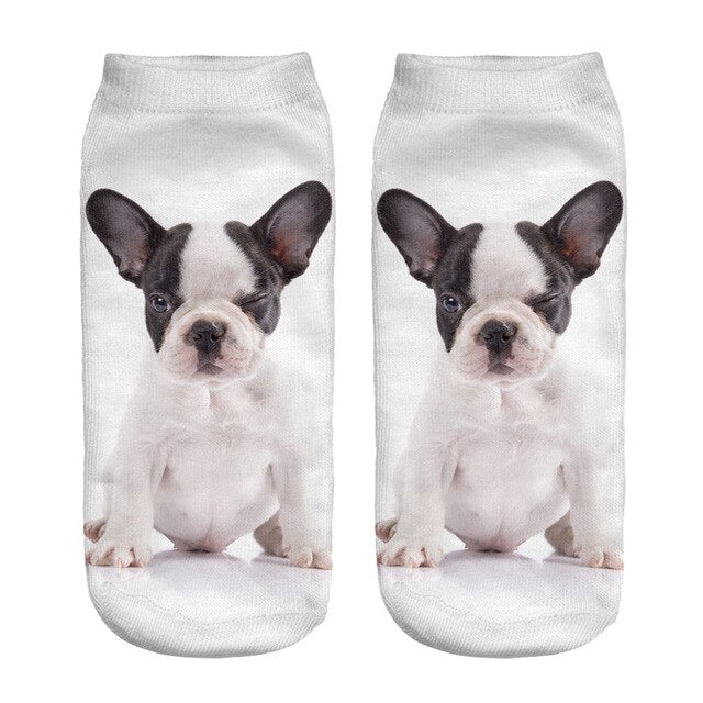 Fashion Cute Women 3D Cartoon Funny Dog Printed Cotton Socks