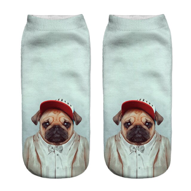 Fashion Cute Women 3D Cartoon Funny Dog Printed Cotton Socks