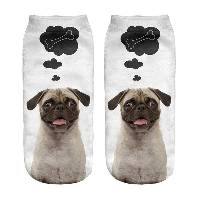Fashion Cute Women 3D Cartoon Funny Dog Printed Cotton Socks