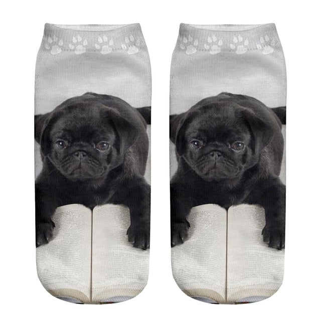 Fashion Cute Women 3D Cartoon Funny Dog Printed Cotton Socks