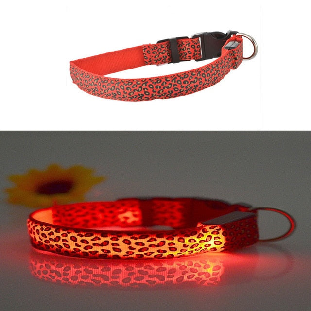 Dog Pet Collar Flashing USB Rechargeable LED Safety Light Up LED Pet Collar Nylon Pet Strap Neck Belt For Small Large Dog