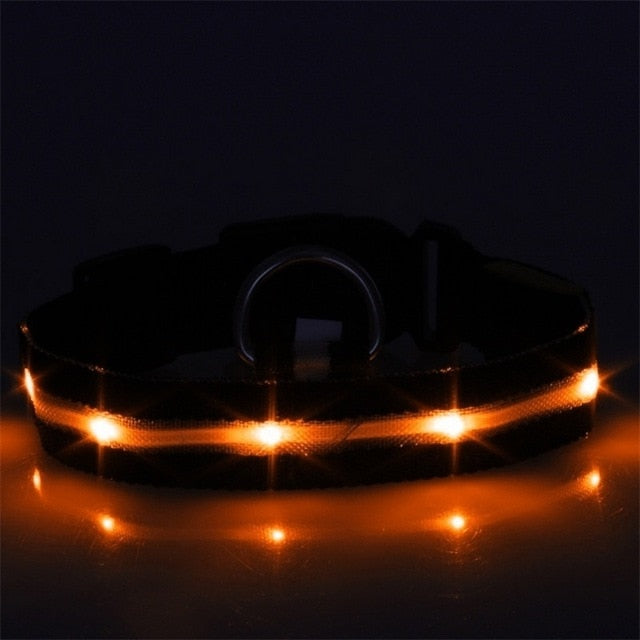 Dog Pet Collar Flashing USB Rechargeable LED Safety Light Up LED Pet Collar Nylon Pet Strap Neck Belt For Small Large Dog