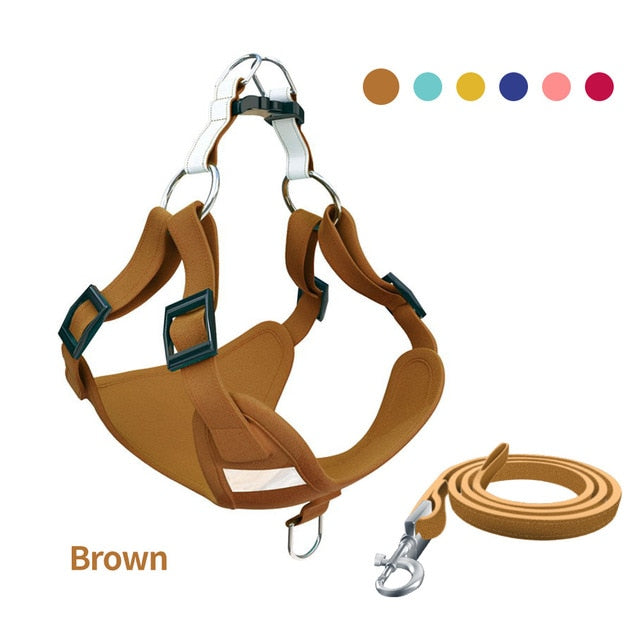 Adjustable Alloy D Buckle Dog Vest Leash