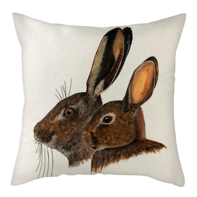 Nanacoba Pure Linen Cute Dog Printed Cushion Cover