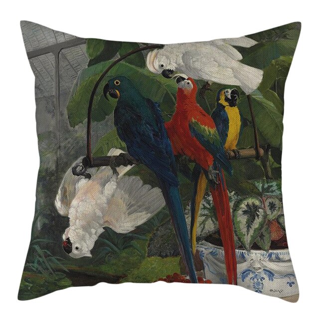 Nanacoba Pure Linen Cute Dog Printed Cushion Cover